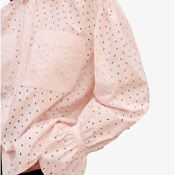 Maje Women Broderie Anglaise Shirt Pink Size Xs/Small - Picture 10 of 12